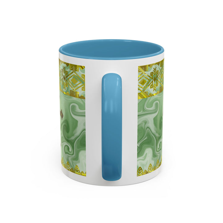Gold Cross on Mint Marble – Elegant Christian Mug