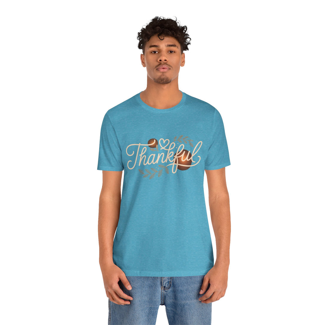 Thankful Tee - Unisex Jersey Short Sleeve Shirt for Thanksgiving, Gratitude Gift, Casual Wear, Family Gathering, Everyday Comfort