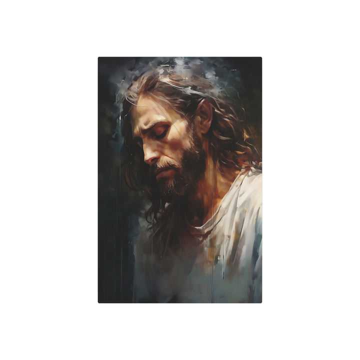 Serene Jesus Metal Art Sign – Inspirational Wall Decor