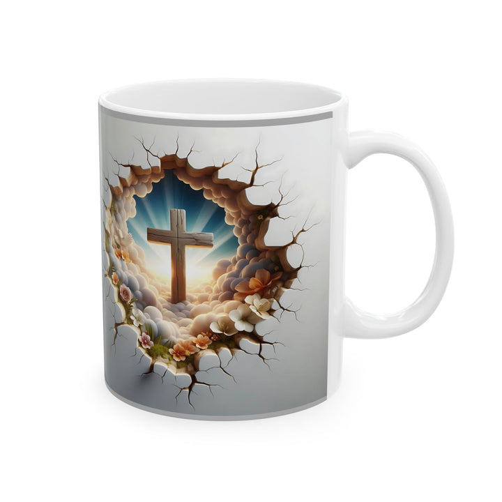 3D Christian Cross Ceramic Mug - Nature-Inspired Coffee Cup, Unique Gift for Nature Lovers, Home Decor, Morning Coffee, Relaxing Moments