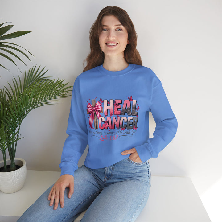 Inspirational Cancer Awareness Crewneck Sweatshirt, Comfort for Fighters, Supportive Gift, Breast Cancer Awareness, Faith & Hope