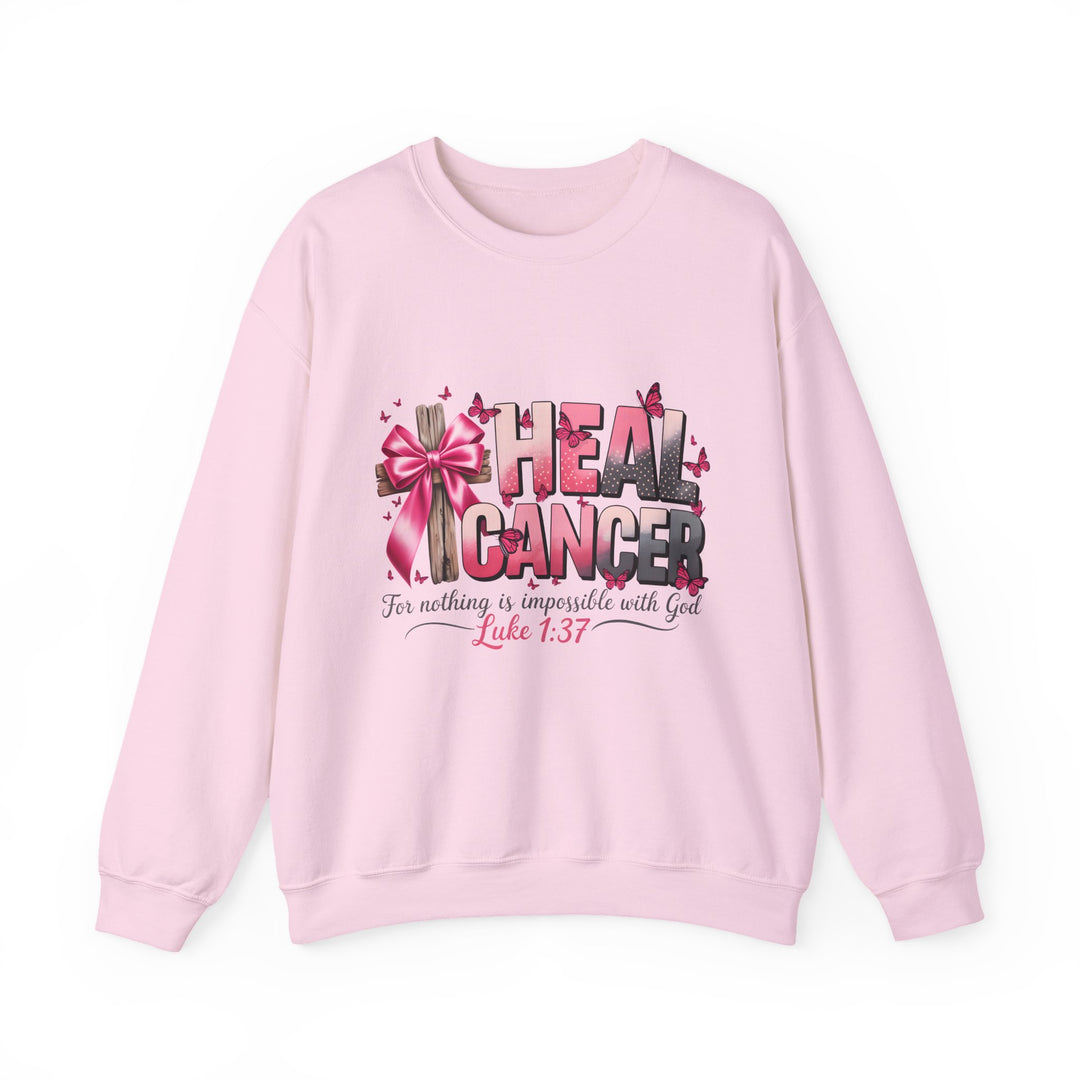 Inspirational Cancer Awareness Crewneck Sweatshirt, Comfort for Fighters, Supportive Gift, Breast Cancer Awareness, Faith & Hope