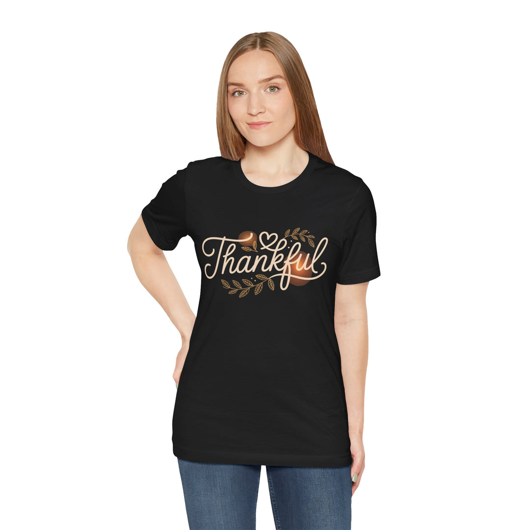Thankful Tee - Unisex Jersey Short Sleeve Shirt for Thanksgiving, Gratitude Gift, Casual Wear, Family Gathering, Everyday Comfort
