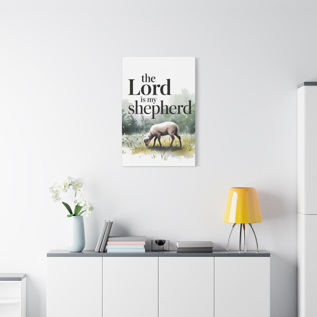 The Lord Is My Shepherd Canvas | Psalm 23 Watercolor Christian Wall Art