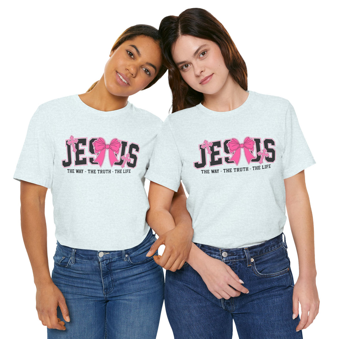 Jesus The Way The Truth The Life Pink Bow T-Shirt