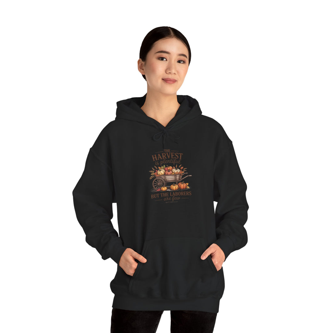 Autumn Harvest Hoodie with Matthew 9:37 Scripture Design