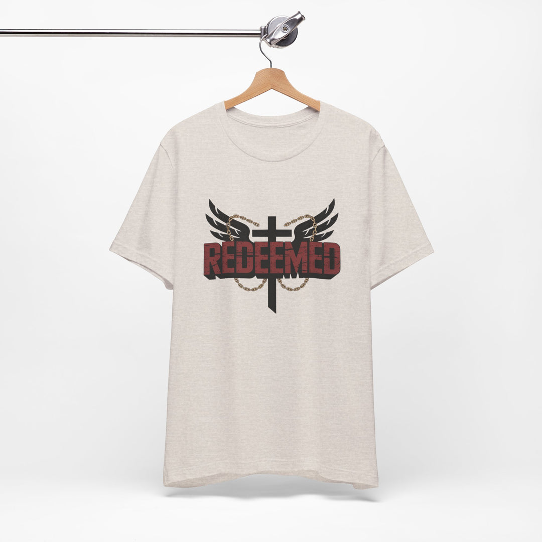 Christian Themed Unisex Short Sleeve Tee, Redeemed Shirt, Faith-Based Apparel, Inspirational T-Shirt, Spiritual Gift, Casual Wear