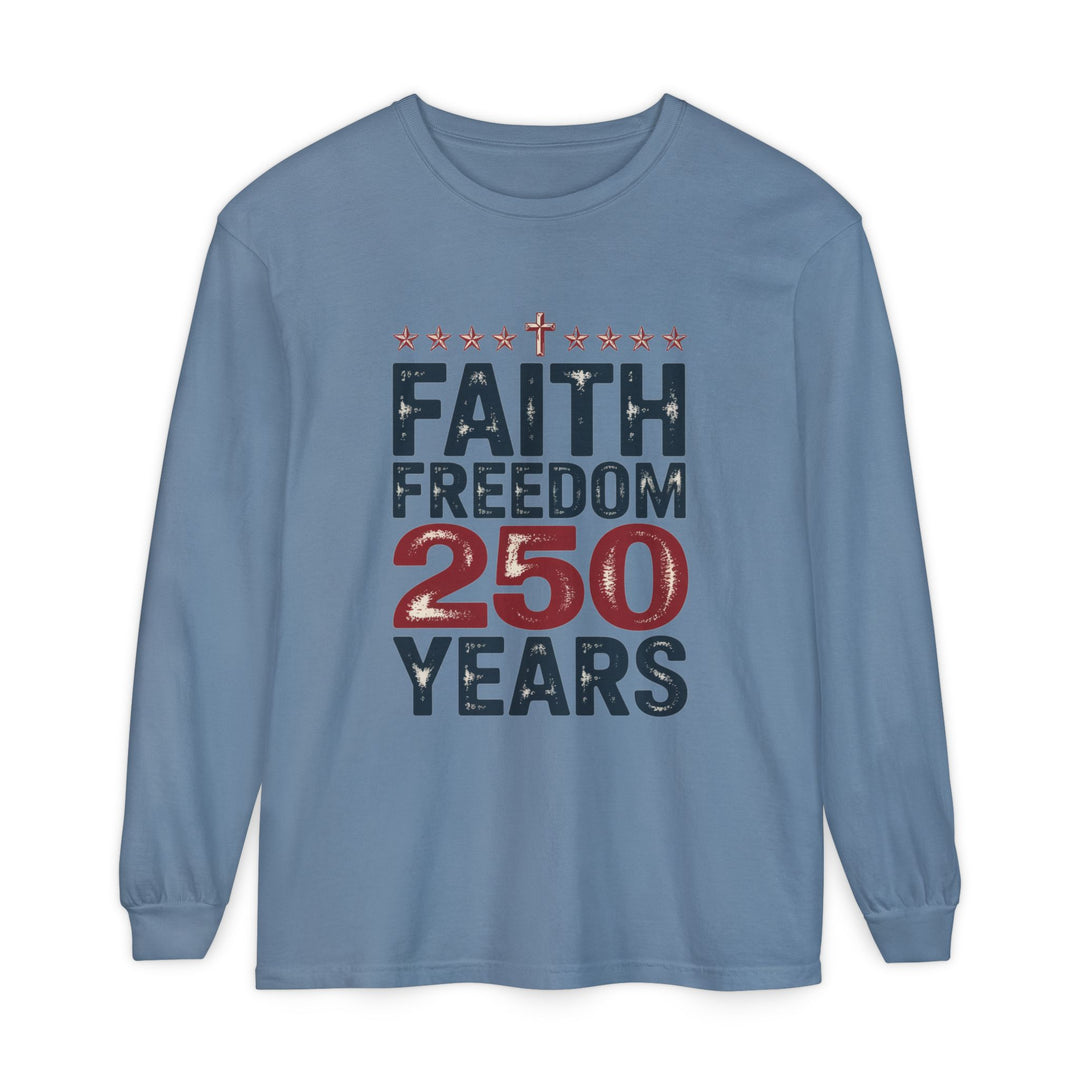 Faith Freedom Long Sleeve T-Shirt, Unisex Tee, Patriotic Apparel, Gift for Independence Day, Christian Clothing, Casual Everyday Wear