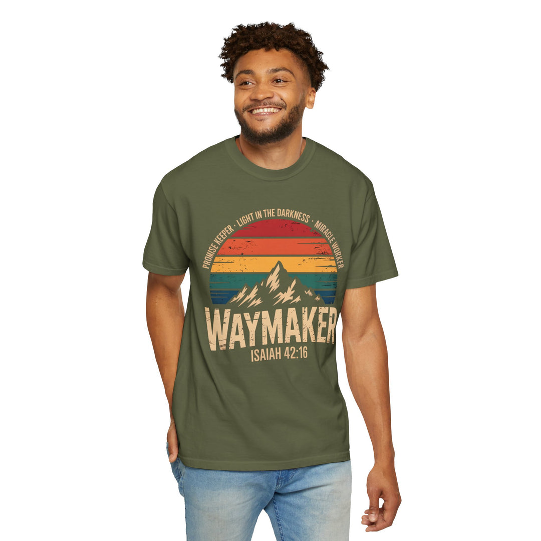 Waymaker Retro Christian T-Shirt - Isaiah 42:16 Vintage Sunset Design