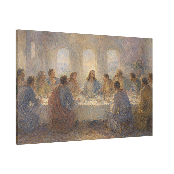 Last Supper Canvas Wall Art – Impressionist Jesus Religious Painting Stretched Canvas