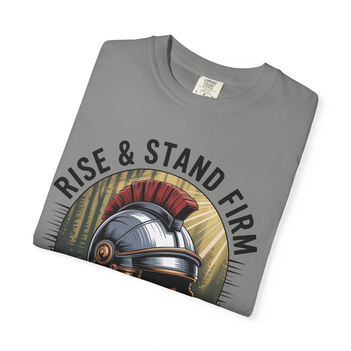 Faithful Warrior Unisex T-shirt - Rise & Stand Firm with Roman Helmet Design