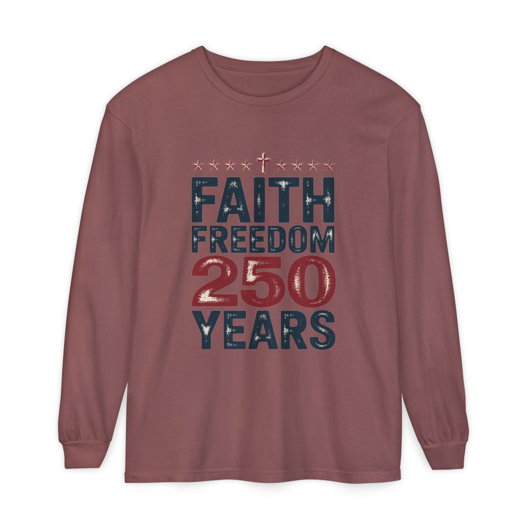 Faith Freedom Long Sleeve T-Shirt, Unisex Tee, Patriotic Apparel, Gift for Independence Day, Christian Clothing, Casual Everyday Wear