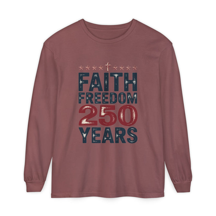 Faith Freedom Long Sleeve T-Shirt, Unisex Tee, Patriotic Apparel, Gift for Independence Day, Christian Clothing, Casual Everyday Wear