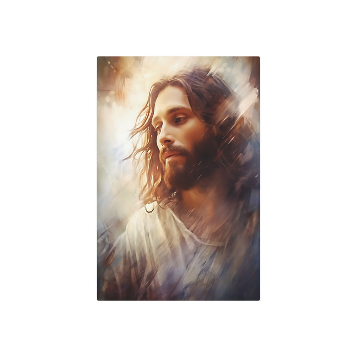 Inspirational Metal Art Sign - Serene Jesus Portrait for Home Decor
