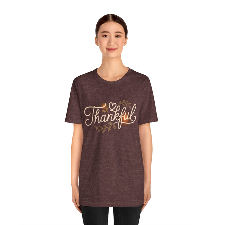 Thankful Tee - Unisex Jersey Short Sleeve Shirt for Thanksgiving, Gratitude Gift, Casual Wear, Family Gathering, Everyday Comfort