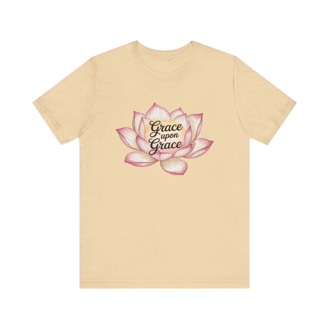 Lotus Blossom Inspirational Tee, Grace Upon Grace T-shirt, Mindfulness Gift, Spiritual Apparel, Relaxed Fit Tee, Yoga Wear