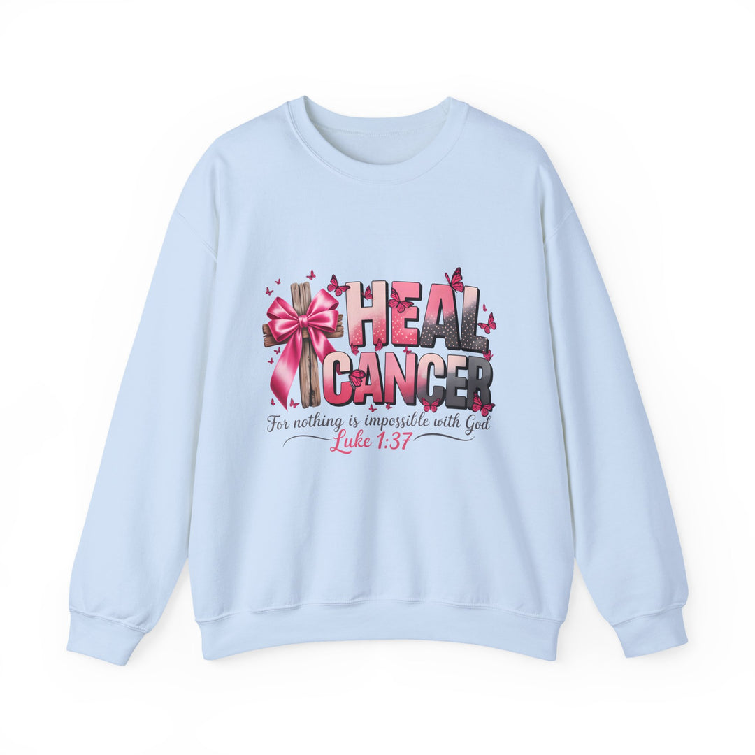 Inspirational Cancer Awareness Crewneck Sweatshirt, Comfort for Fighters, Supportive Gift, Breast Cancer Awareness, Faith & Hope