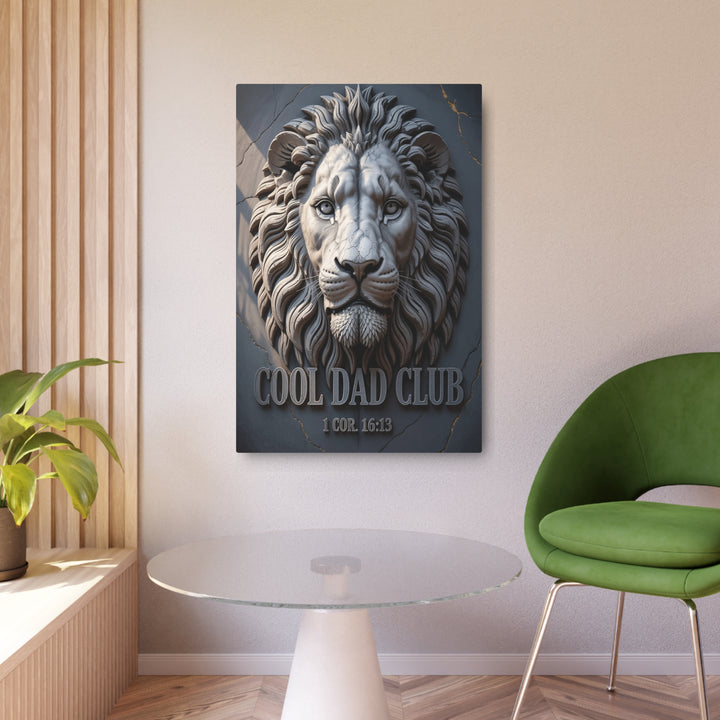 "Lion Head Carved in Stone" - Quiet Strength Legacy Metal Wall Art