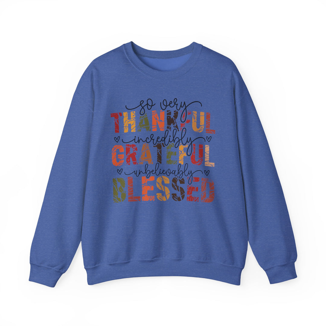 Thankful Grateful Blessed Sweatshirt | Cozy Fall Crewneck | Perfect Gift for Thanksgiving, Family Gatherings, Daily Comfort, Holiday Wear