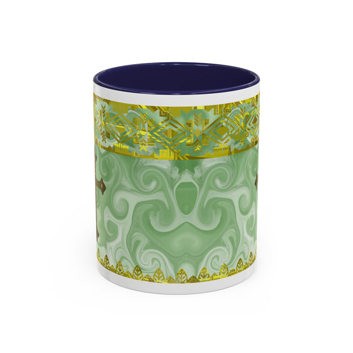 Gold Cross on Mint Marble – Elegant Christian Mug
