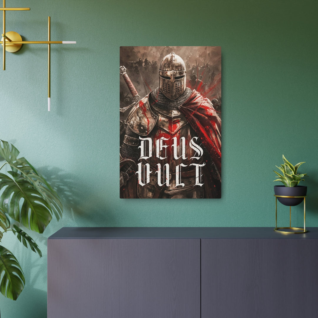 "Deus Vult - God Wills It" - Medieval Christian Knight Metal Wall Art