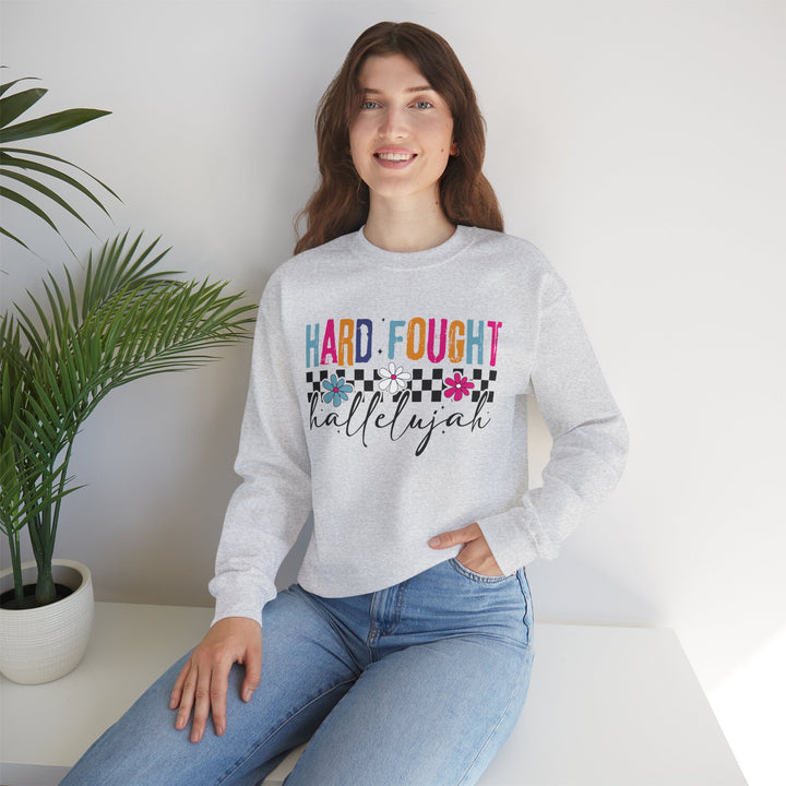Hard Fought Hallelujah Sweatshirt | Inspirational Crewneck | Gift for Her | Cozy Casual Wear | Perfect for Holidays and Celebrations