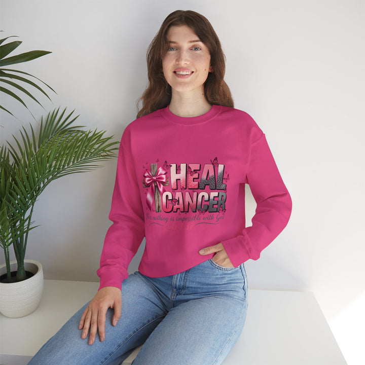 Inspirational Cancer Awareness Crewneck Sweatshirt, Comfort for Fighters, Supportive Gift, Breast Cancer Awareness, Faith & Hope