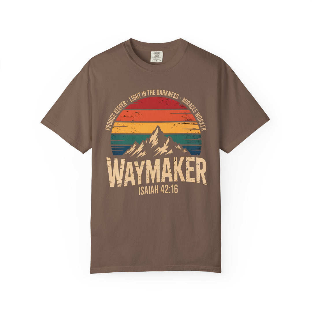 Waymaker Retro Christian T-Shirt - Isaiah 42:16 Vintage Sunset Design