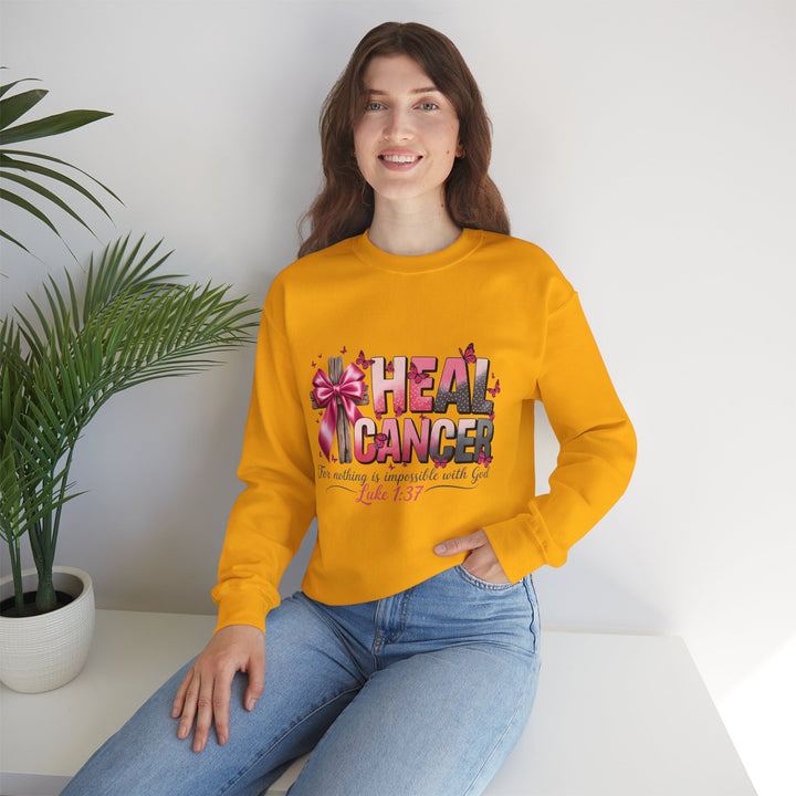 Inspirational Cancer Awareness Crewneck Sweatshirt, Comfort for Fighters, Supportive Gift, Breast Cancer Awareness, Faith & Hope