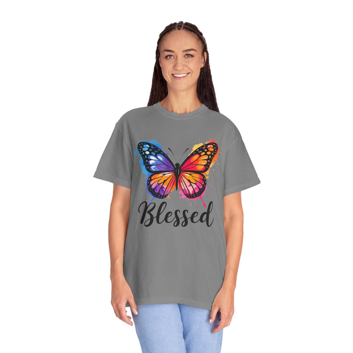 Watercolor Butterfly T-Shirt Blessed Radiant Renewed Unshakably Blessed