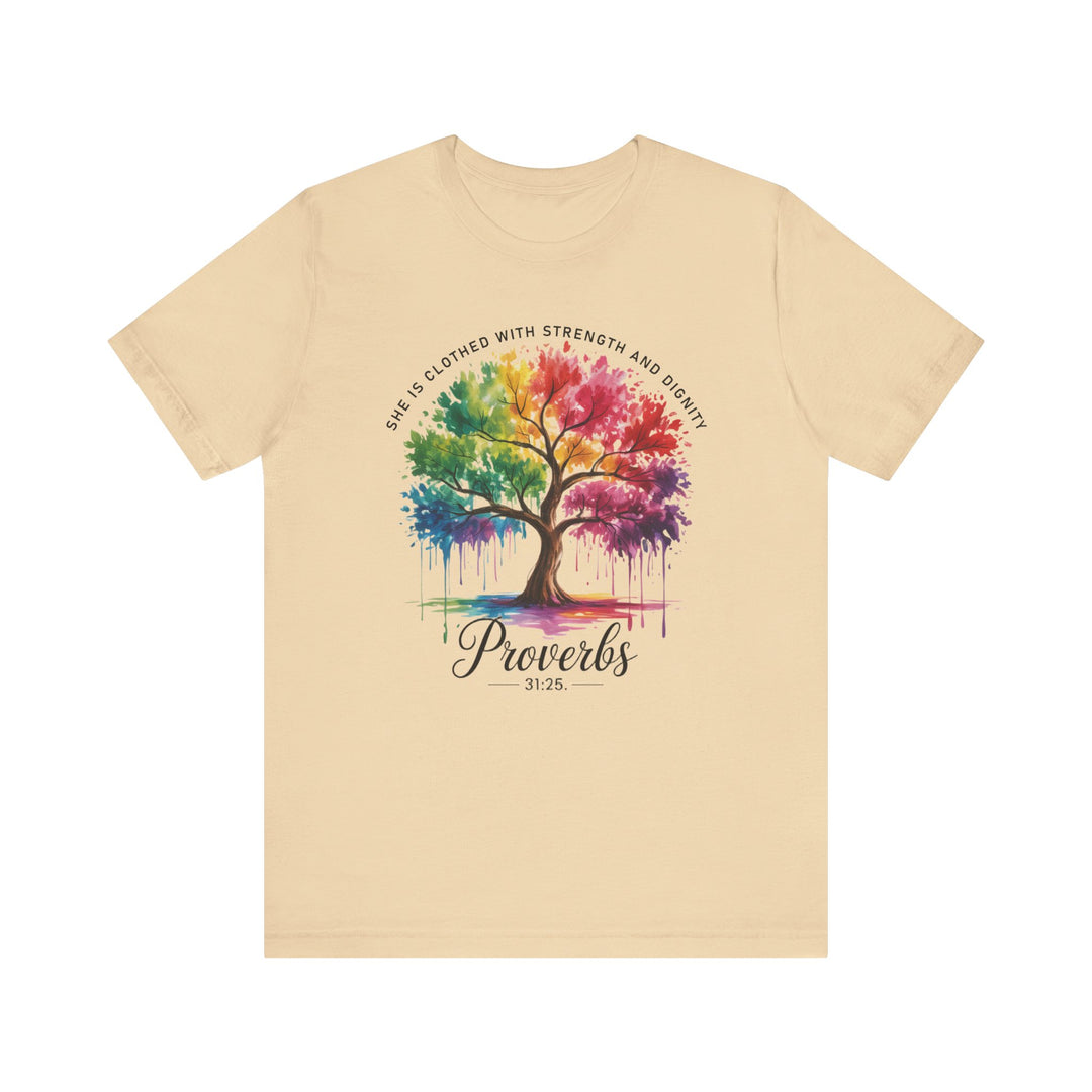 Rainbow Tree of Life Tee - Proverbs 31:25 Inspirational Shirt