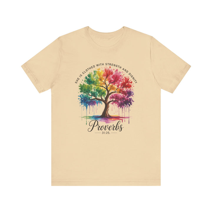 Rainbow Tree of Life Tee - Proverbs 31:25 Inspirational Shirt