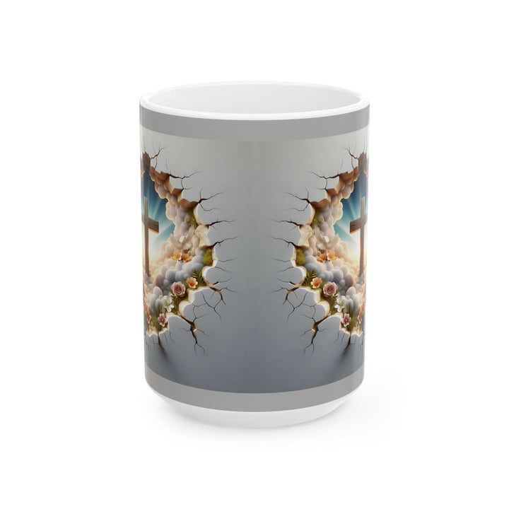 3D Christian Cross Ceramic Mug - Nature-Inspired Coffee Cup, Unique Gift for Nature Lovers, Home Decor, Morning Coffee, Relaxing Moments