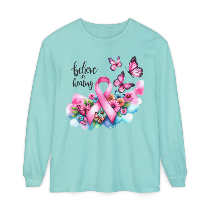 Breast Cancer Awareness Long Sleeve Tee, Supportive Gift, Inspirational Shirt for Women, Hope, Healing, Mother’s Day, Fundraising Event