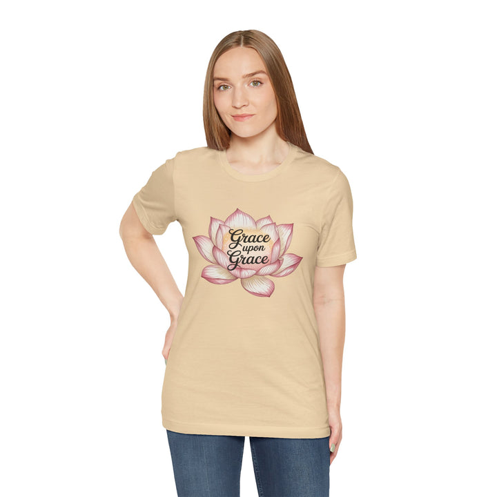 Lotus Blossom Inspirational Tee, Grace Upon Grace T-shirt, Mindfulness Gift, Spiritual Apparel, Relaxed Fit Tee, Yoga Wear
