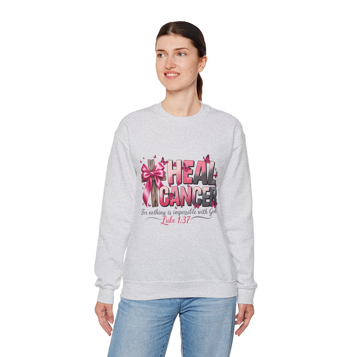 Inspirational Cancer Awareness Crewneck Sweatshirt, Comfort for Fighters, Supportive Gift, Breast Cancer Awareness, Faith & Hope