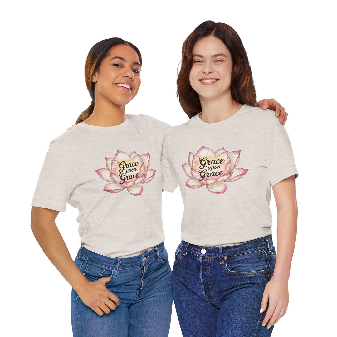 Lotus Blossom Inspirational Tee, Grace Upon Grace T-shirt, Mindfulness Gift, Spiritual Apparel, Relaxed Fit Tee, Yoga Wear