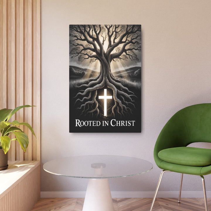 "Rooted in Christ Tree Cross Design" - Generational Faith Metal Wall Art