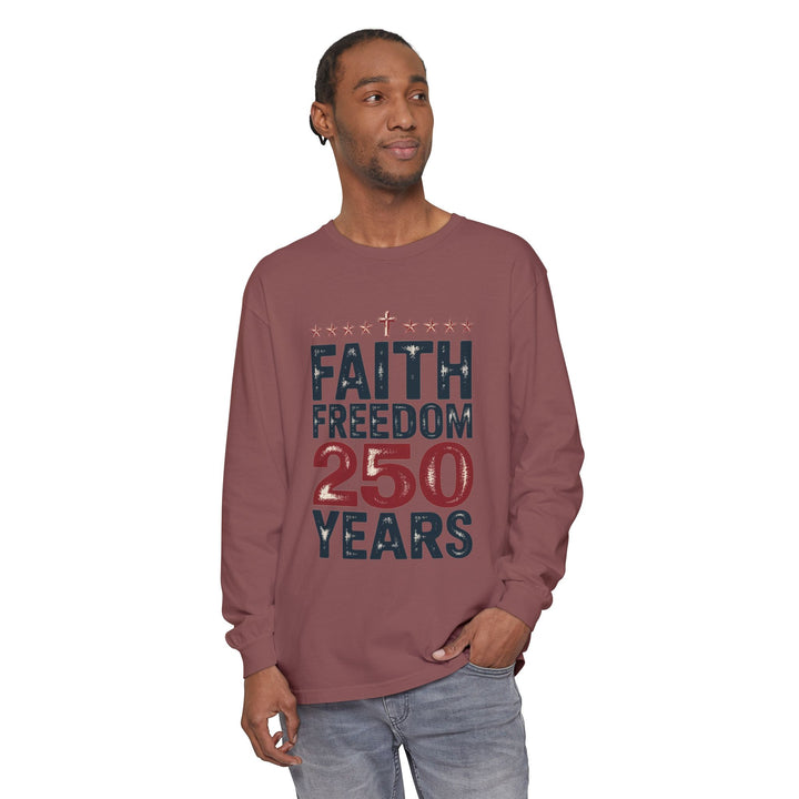 Faith Freedom Long Sleeve T-Shirt, Unisex Tee, Patriotic Apparel, Gift for Independence Day, Christian Clothing, Casual Everyday Wear