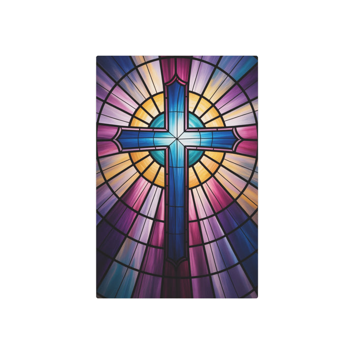 "Stained Glass Cross" - Church Window Style Metal Wall Art