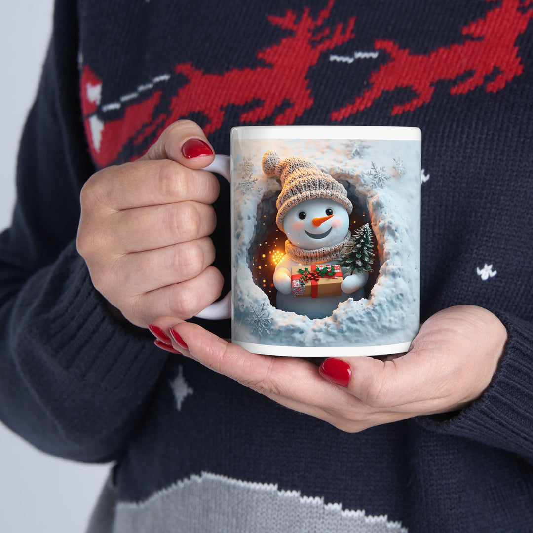 Cozy Winter Snoman Ceramic Mug - Snowflake Design, Holiday Gift, Coffee Cup, Tea Mug, Winter Decor, Home & Kitchen