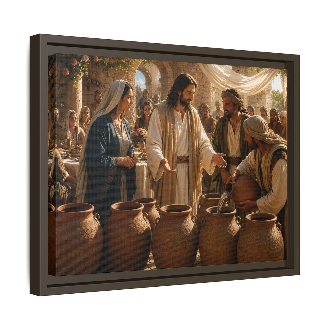 Wedding at Cana biblical framed canvas wall art