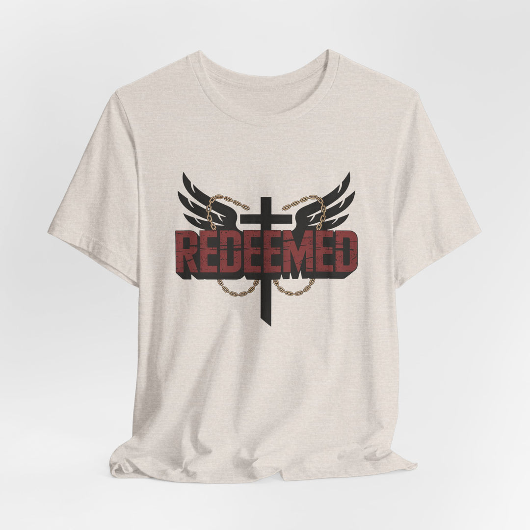 Christian Themed Unisex Short Sleeve Tee, Redeemed Shirt, Faith-Based Apparel, Inspirational T-Shirt, Spiritual Gift, Casual Wear