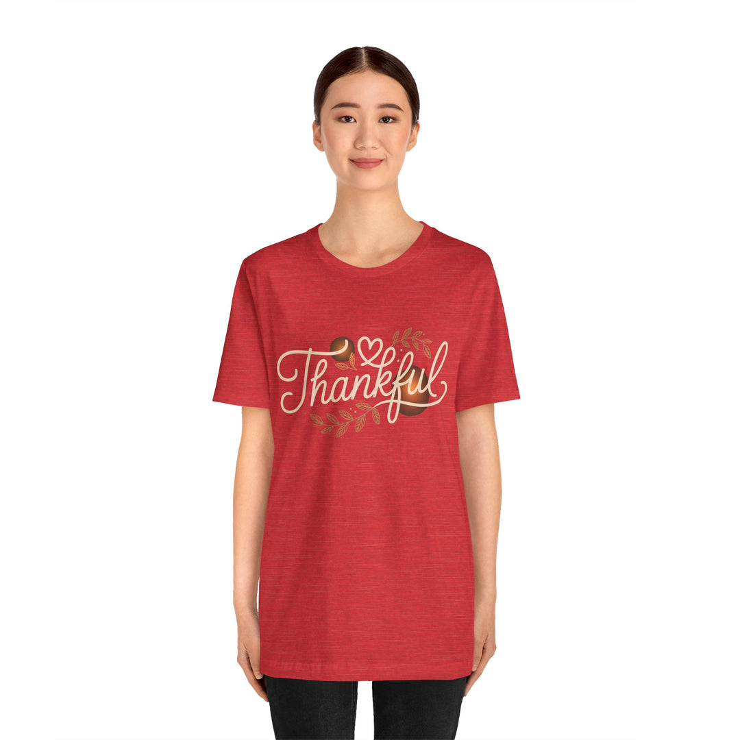 Thankful Tee - Unisex Jersey Short Sleeve Shirt for Thanksgiving, Gratitude Gift, Casual Wear, Family Gathering, Everyday Comfort