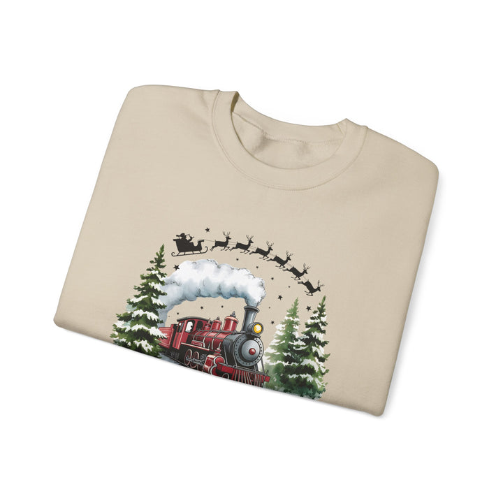 Believe Train Sweatshirt, Cozy Winter Crewneck, Christmas Gift, Holiday Apparel, Unisex Fleece