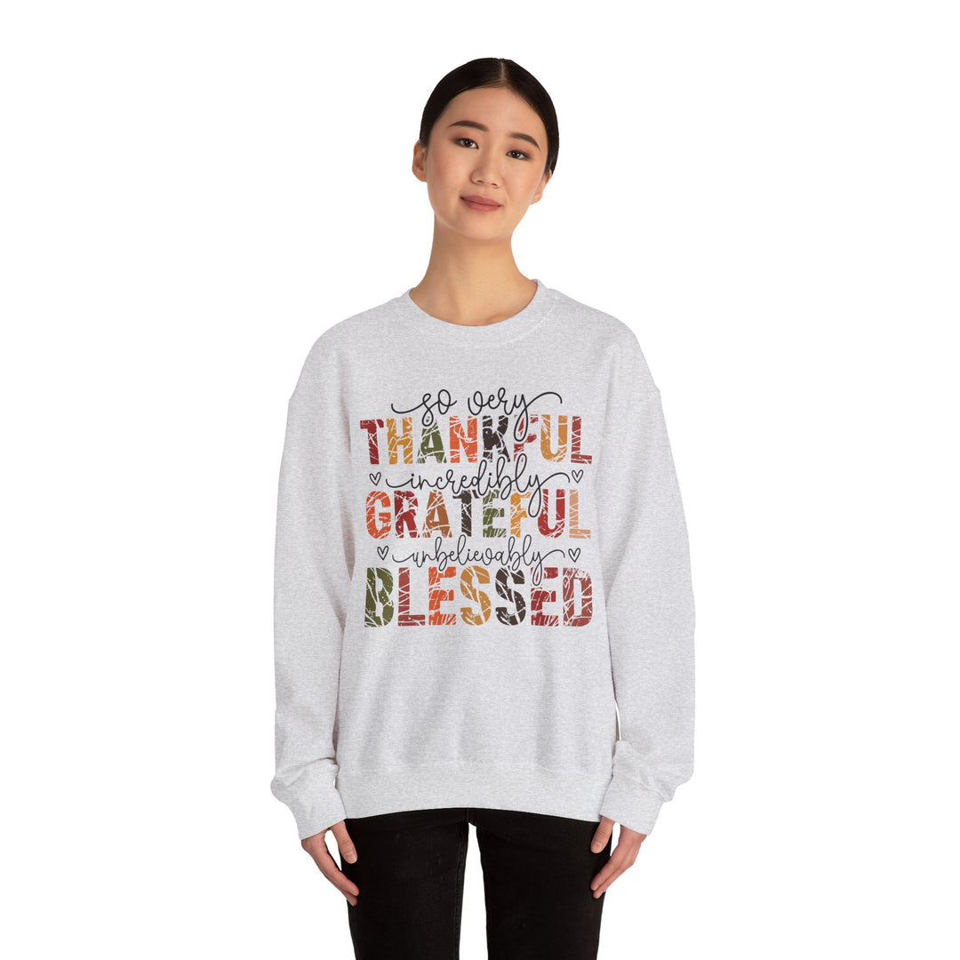 Thankful Grateful Blessed Sweatshirt | Cozy Fall Crewneck | Perfect Gift for Thanksgiving, Family Gatherings, Daily Comfort, Holiday Wear