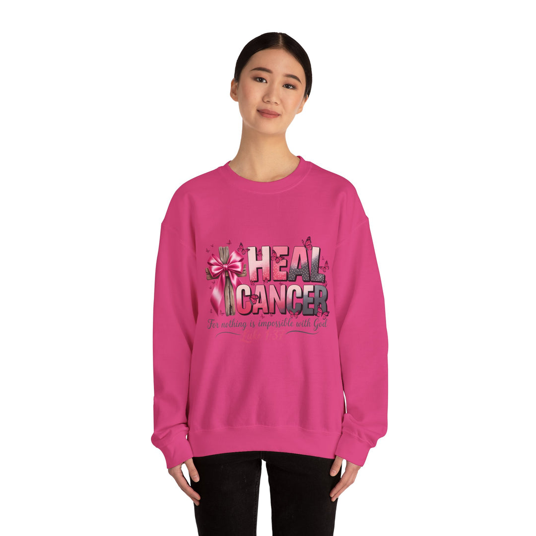 Inspirational Cancer Awareness Crewneck Sweatshirt, Comfort for Fighters, Supportive Gift, Breast Cancer Awareness, Faith & Hope