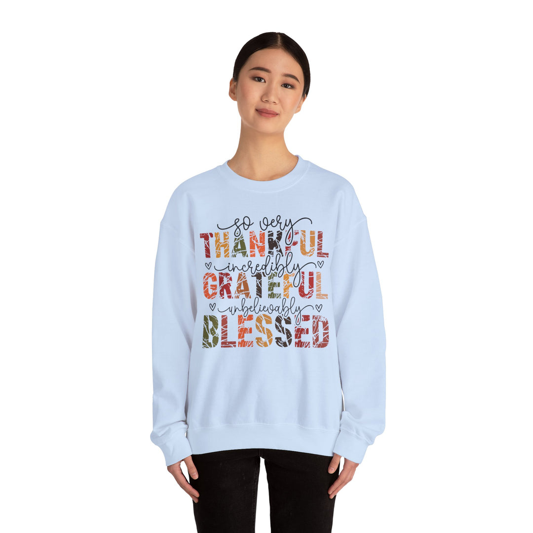 Thankful Grateful Blessed Sweatshirt | Cozy Fall Crewneck | Perfect Gift for Thanksgiving, Family Gatherings, Daily Comfort, Holiday Wear