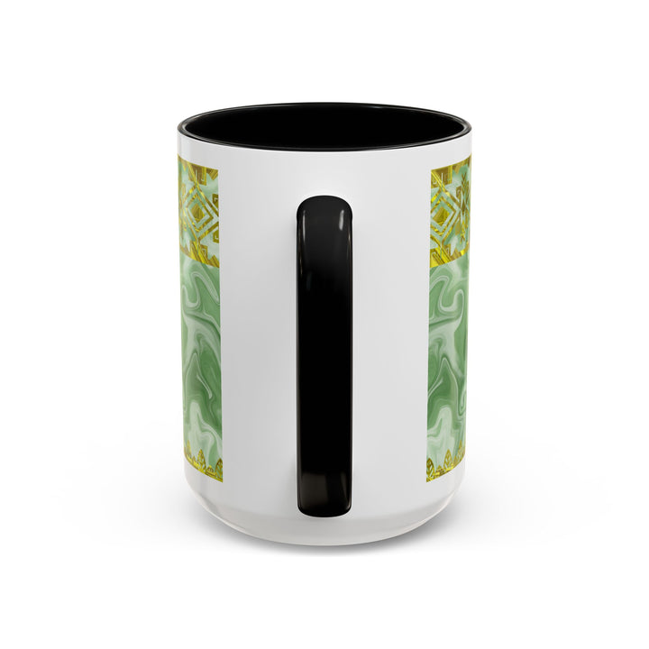 Gold Cross on Mint Marble – Elegant Christian Mug