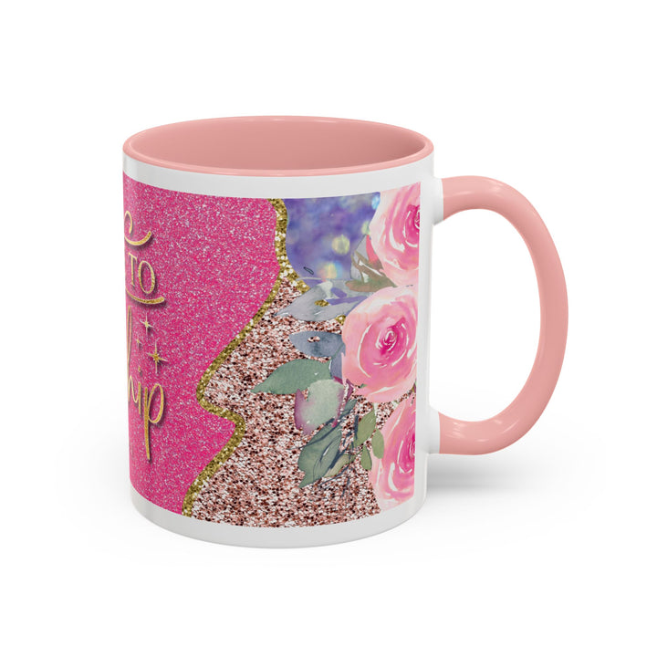 Made to Worship  Pink Glitter Floral Christian Mug